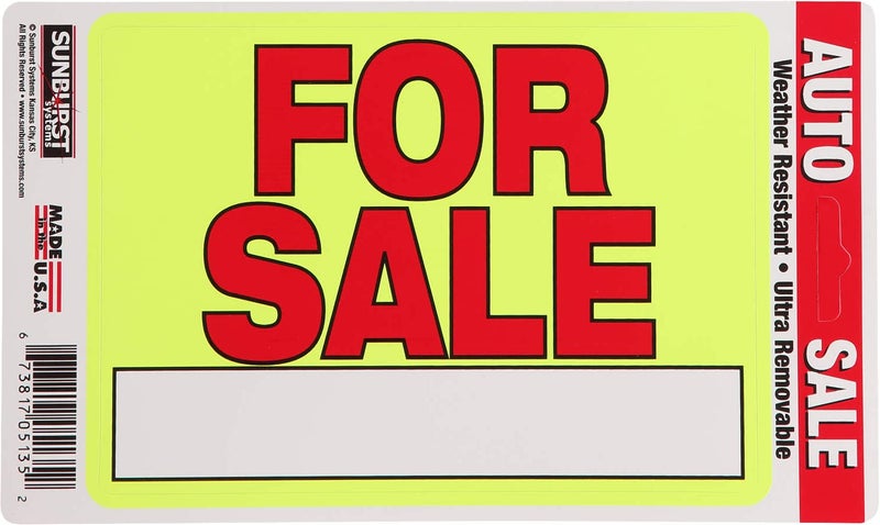 Sunburst Systems 5135 For Sale Decal, Ultra-Removable Window Sticker, 6.5" x 4.5" - Image 2
